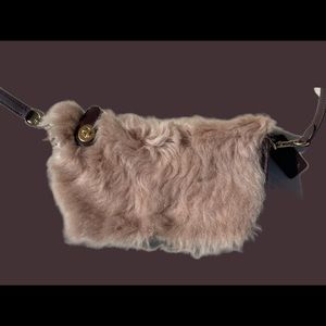 COACH Swinger Bag With Chain In Shearling and Leather OXBLOOD